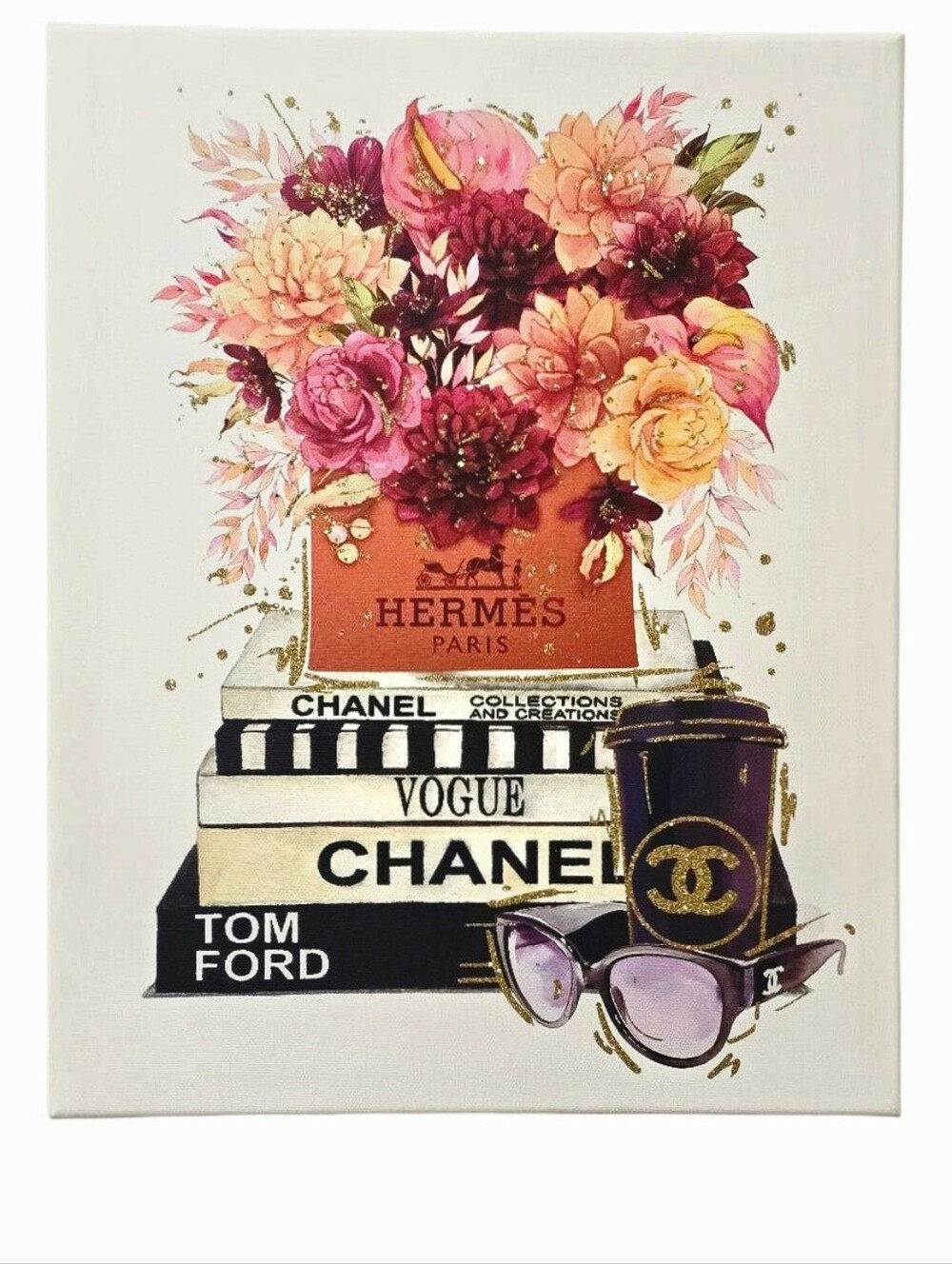 Instinct Style Hermes & Chanel Fashion Bookstack Canvas Wall Decor - Picture 2 of 6